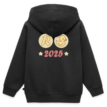 Canard Pension 2025 Pension Retraite Grand-père Mamie Retraité - Sweat Premium à capuche zippé enfant bio - noir - Dos - AI Model Kid Male (0cm)
