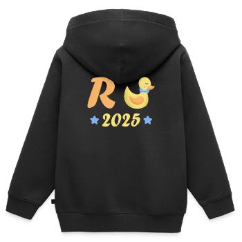 Ente Rente 2025 Pension Ruhestand Opa Oma Rentner - Kinder Premium Organic Zip Hoodie - Schwarz - Hinten - AI Model Kid Male (0cm)
