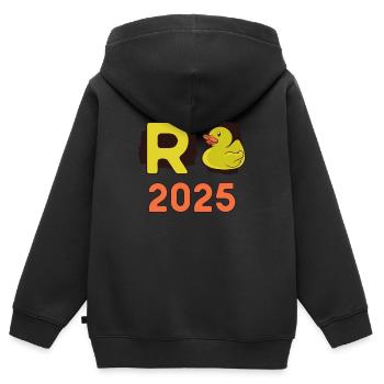 Ente Rente 2025 Pension Ruhestand Opa Oma Rentner - Kinder Premium Organic Zip Hoodie - Schwarz - Hinten - AI Model Kid Male (0cm)