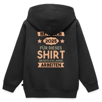 Pension 2025 Cadeau Pension 2025 Retraite Papi - Sweat Premium à capuche zippé enfant bio - noir - Dos - AI Model Kid Male (0cm)