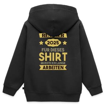 Pension 2025 Cadeau Pension 2025 Retraite Papi - Sweat Premium à capuche zippé enfant bio - noir - Dos - AI Model Kid Male (0cm)