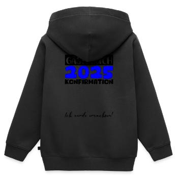 Konfirmation 2025 Gästebuch Deko Mädchen Jungen - Kinder Premium Organic Zip Hoodie - Schwarz - Hinten - AI Model Kid Male (0cm)