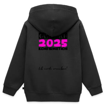 Konfirmation 2025 Gästebuch Deko Mädchen Jungen - Kinder Premium Organic Zip Hoodie - Schwarz - Hinten - AI Model Kid Male (0cm)