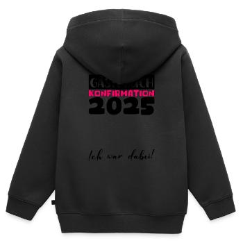 Konfirmation 2025 Gästebuch Deko Mädchen Jungen - Kinder Premium Organic Zip Hoodie - Schwarz - Hinten - AI Model Kid Male (0cm)