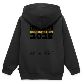 Konfirmation 2025 Gästebuch Deko Mädchen Jungen - Kinder Premium Organic Zip Hoodie - Schwarz - Hinten - AI Model Kid Male (0cm)