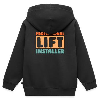 Installateur d’ascenseur - Sweat Premium à capuche zippé enfant bio - noir - Dos - AI Model Kid Male (0cm)