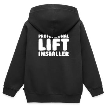 Installateur d’ascenseur - Sweat Premium à capuche zippé enfant bio - noir - Dos - AI Model Kid Male (0cm)