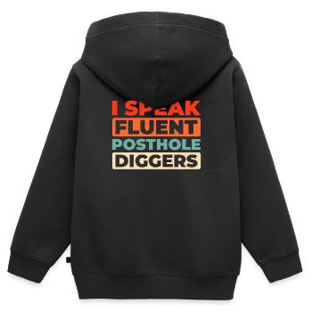 Installateur de clôture - Sweat Premium à capuche zippé enfant bio - noir - Dos - AI Model Kid Male (0cm)