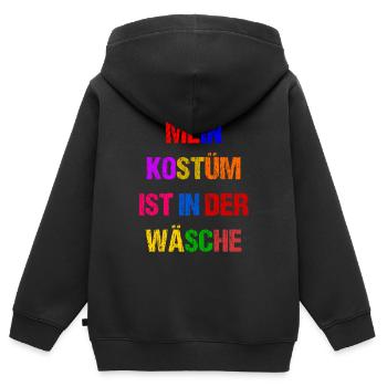 Costume de Carnaval Cadeau Femme Carnaval Carnaval - Sweat Premium à capuche zippé enfant bio - noir - Dos - AI Model Kid Male (0cm)