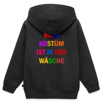Costume de Carnaval Cadeau Femme Carnaval Carnaval - Sweat Premium à capuche zippé enfant bio - noir - Dos - AI Model Kid Male (0cm)