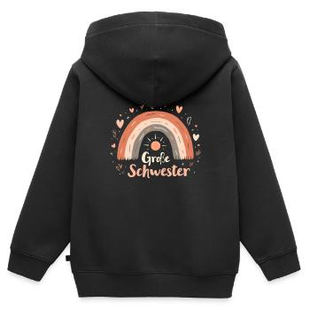 Große Schwester Regenbogen Boho - Kinder Premium Organic Zip Hoodie - Schwarz - Hinten - AI Model Kid Male (0cm)