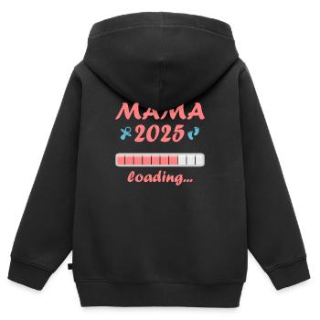 Maman 2025 Cadeau Femmes Dames Mère Enceinte - Sweat Premium à capuche zippé enfant bio - noir - Dos - AI Model Kid Male (0cm)