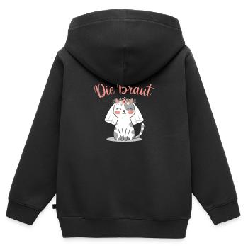 Braut Bride To Be Katze Kätzchen Verlobung JGA - Kinder Premium Organic Zip Hoodie - Schwarz - Hinten - AI Model Kid Male (0cm)