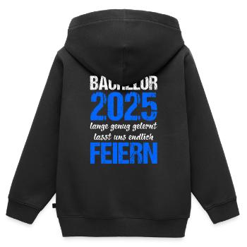 Bachelor 2025 Assez appris Cadeau Etudiant Uni - Sweat Premium à capuche zippé enfant bio - noir - Dos - AI Model Kid Male (0cm)