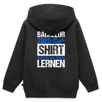 Bachelor 2025 Assez appris Cadeau Etudiant Uni - Sweat Premium à capuche zippé enfant bio - noir - Dos - AI Model Kid Male (0cm)