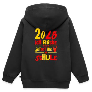 School Child 2025 Young Girls School Enrollment 2025 Decoration - Kids Premium Organic Zip-up Hoodie - black - Back - AI Model Kid Male (0cm)