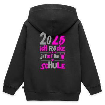 School Child 2025 Young Girls School Enrollment 2025 Decoration - Kids Premium Organic Zip-up Hoodie - black - Back - AI Model Kid Male (0cm)