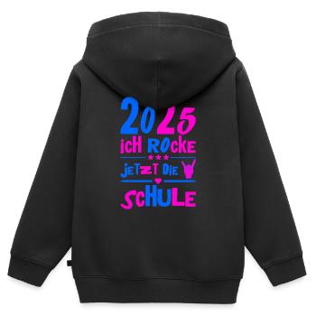School Child 2025 Young Girls School Enrollment 2025 Decoration - Kids Premium Organic Zip-up Hoodie - black - Back - AI Model Kid Male (0cm)