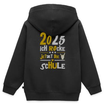 School Child 2025 Young Girls School Enrollment 2025 Decoration - Kids Premium Organic Zip-up Hoodie - black - Back - AI Model Kid Male (0cm)