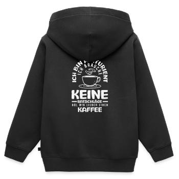 High school graduate needs coffee, no advice - Kids Premium Organic Zip-up Hoodie - black - Back - AI Model Kid Male (0cm)