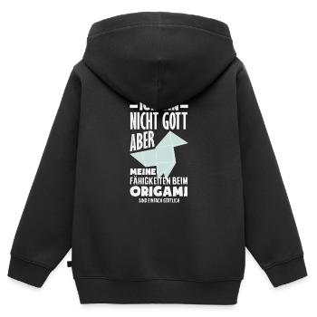 Capacités d’origami tout simplement divines - Sweat Premium à capuche zippé enfant bio - noir - Dos - AI Model Kid Male (0cm)