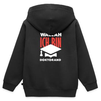 Ich Bin Doktorand Abschluss - Kinder Premium Organic Zip Hoodie - Schwarz - Hinten - AI Model Kid Male (0cm)
