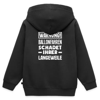 Attention : le ballonnage nuit à votre ennui - Sweat Premium à capuche zippé enfant bio - noir - Dos - AI Model Kid Male (0cm)