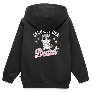 Security of the Bride Unicorn Bachelor Party Group Shirt - Kids Premium Organic Zip-up Hoodie - black - Back - AI Model Kid Male (0cm)