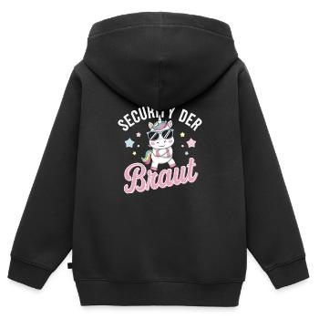Security of the Bride Unicorn Bachelor Party Group Shirt - Kids Premium Organic Zip-up Hoodie - black - Back - AI Model Kid Male (0cm)