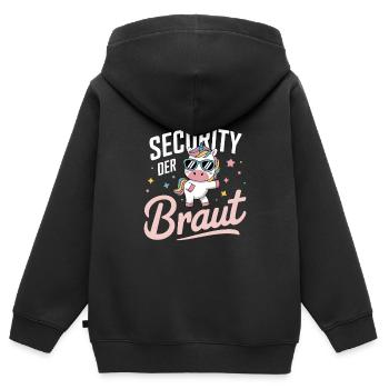 Security of the Bride Unicorn Bachelor Party Group Shirt - Kids Premium Organic Zip-up Hoodie - black - Back - AI Model Kid Male (0cm)