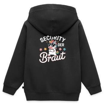 Security of the Bride Unicorn Bachelor Party Group Shirt - Kids Premium Organic Zip-up Hoodie - black - Back - AI Model Kid Male (0cm)