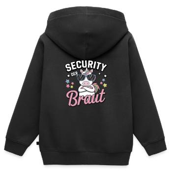 Security of the Bride Unicorn Bachelor Party Group Shirt - Kids Premium Organic Zip-up Hoodie - black - Back - AI Model Kid Male (0cm)