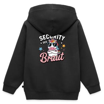 Security of the Bride Unicorn Bachelor Party Group Shirt - Kids Premium Organic Zip-up Hoodie - black - Back - AI Model Kid Male (0cm)