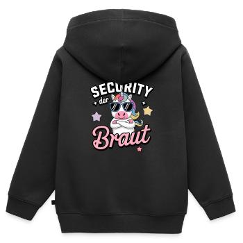 Security of the Bride Unicorn Bachelor Party Group Shirt - Kids Premium Organic Zip-up Hoodie - black - Back - AI Model Kid Male (0cm)