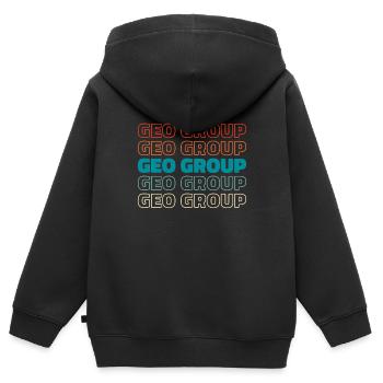 Professeur de géographie Équipe de professeurs de géo - Sweat Premium à capuche zippé enfant bio - noir - Dos - AI Model Kid Male (0cm)