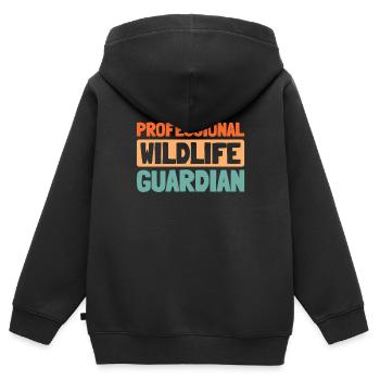 Garde-chasse en milieu sauvage - Sweat Premium à capuche zippé enfant bio - noir - Dos - AI Model Kid Male (0cm)