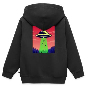 Cats being abducted by an alien space ship - - Kids Premium Organic Zip-up Hoodie - black - Back - AI Model Kid Male (0cm)