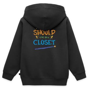 Niemand sollte in einem Schrank leben - LGBTQ Equality - Kinder Premium Organic Zip Hoodie - Schwarz - Hinten - AI Model Kid Male (0cm)