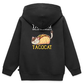 Tacocat spelled backward is tacocat - Adorable - Kids Premium Organic Zip-up Hoodie - black - Back - AI Model Kid Male (0cm)