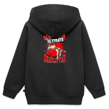 Jesus der ultimative Kreuzheber - Gym Kreuzheben - Kinder Premium Organic Zip Hoodie - Schwarz - Hinten - AI Model Kid Male (0cm)