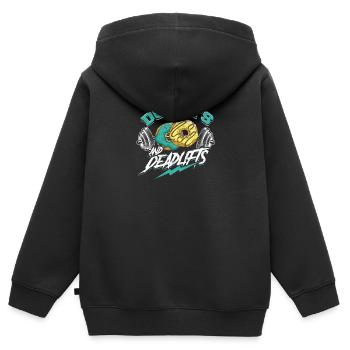 Donuts und Kreuzheben Gewichtheben Gym Spaß - - Kinder Premium Organic Zip Hoodie - Schwarz - Hinten - AI Model Kid Male (0cm)