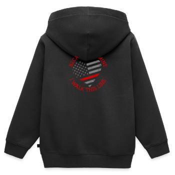 Weil er mir gehört, gehe ich diese Zeile - Korrekturen - Kinder Premium Organic Zip Hoodie - Schwarz - Hinten - AI Model Kid Male (0cm)