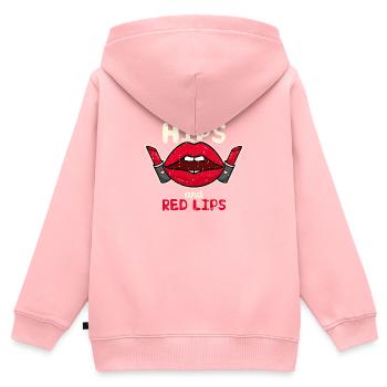 Hanches courbes et lèvres rouges - beauté - Sweat Premium à capuche zippé enfant bio - rose - Dos - AI Model Kid Female (0cm)
