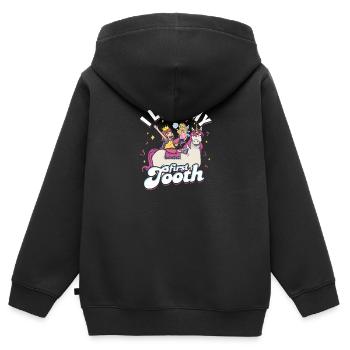 J’ai perdu ma première dent - dent - Sweat Premium à capuche zippé enfant bio - noir - Dos - AI Model Kid Male (0cm)