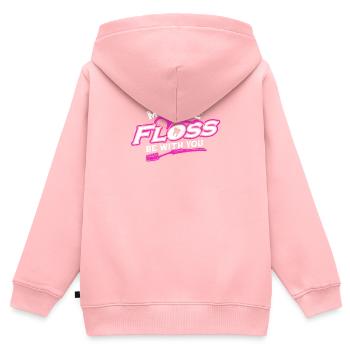 Que la soie dentaire soit avec vous - dentisterie - Sweat Premium à capuche zippé enfant bio - rose - Dos - AI Model Kid Female (0cm)