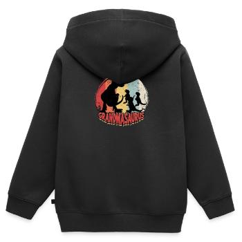 Grandmasaurus Dinosaurier - Tyrannosaurus - Kinder Premium Organic Zip Hoodie - Schwarz - Hinten - AI Model Kid Male (0cm)