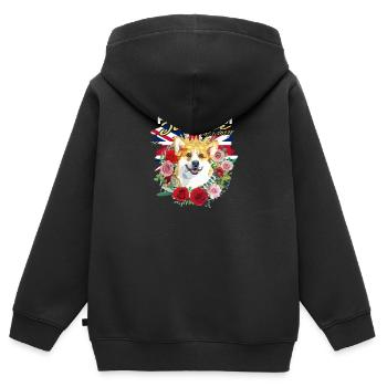 Platinum Jubilee 1952-2022 - corgi owner - Kids Premium Organic Zip-up Hoodie - black - Back - AI Model Kid Male (0cm)