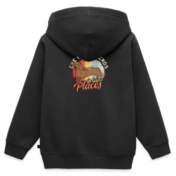Ich habe Freunde in niedrigen Lagen - Dackelliebhaber - Kinder Premium Organic Zip Hoodie - Schwarz - Hinten - AI Model Kid Male (0cm)
