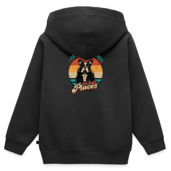 Ich habe Freunde in niedrigen Lagen - französische Bulldogge - Kinder Premium Organic Zip Hoodie - Schwarz - Hinten - AI Model Kid Male (0cm)