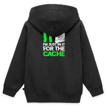 IT I'm just in it for the cache - tech - Kids Premium Organic Zip-up Hoodie - black - Back - AI Model Kid Male (0cm)
